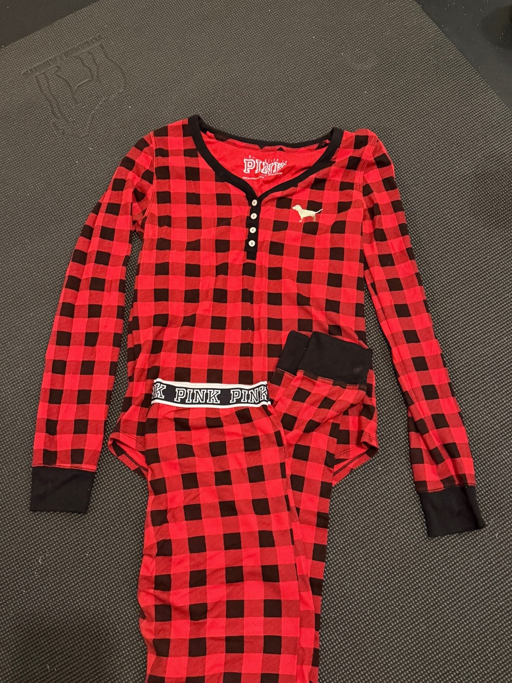 PINK Red and Black Buffalo Plaid Pajama set